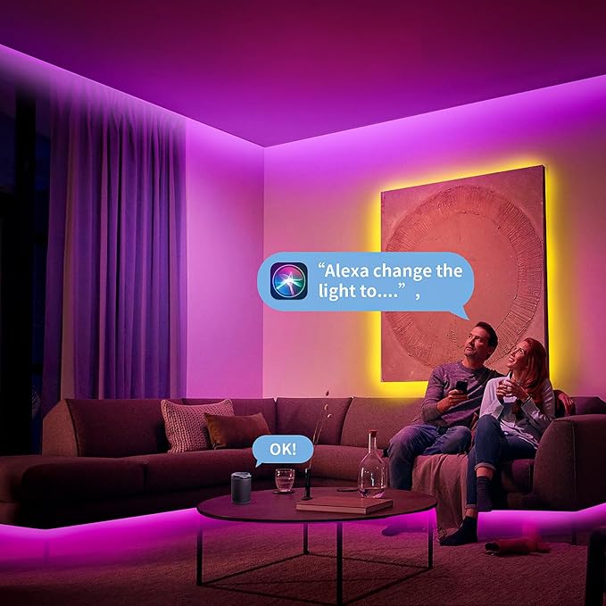 KSIPZE 100FT LED Strip Lights, RGB LED Lights for Bedroom, Smart APP Control LED Lights, Music Sync, DIY Multiple Colors, Flexible Color Changing LED Strip Lighting for Home Room Decor
