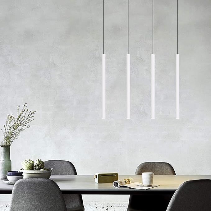 CANALIS 4 Mini Pendant Lighting White - LED Hanging Light Fixture for Kitchen Island, Bar, Foyer - Cluster Pendants - Dimmable, Adjustable Wire, Lamp Bulb Included