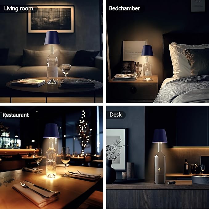 2 Pack 3600mAh Wine Bottle Lamps, 2026 New 3 Color Rechargeable Wireless Bottle Lamps, Bottle Lamp Kit for Liquor Bottles with Touch Dimming for Parties, Restaurants & Home Decor