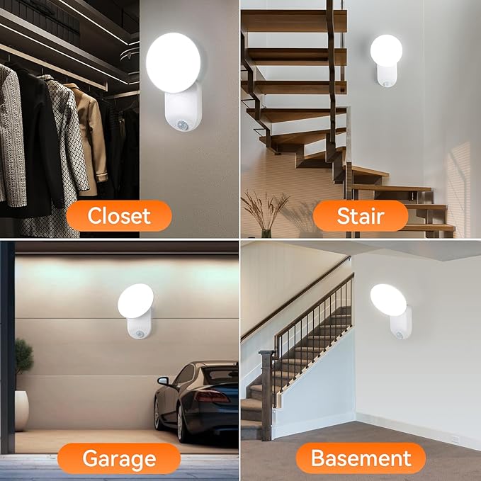 Rechargeable Motion Sensor Wall Light with Remote - Magnetic Wireless Closet Lights with Adjustable Lighting & Angle, Battery Operated Motion Sensor Light for Closet Pantry Garage Shed Stairs Hallway