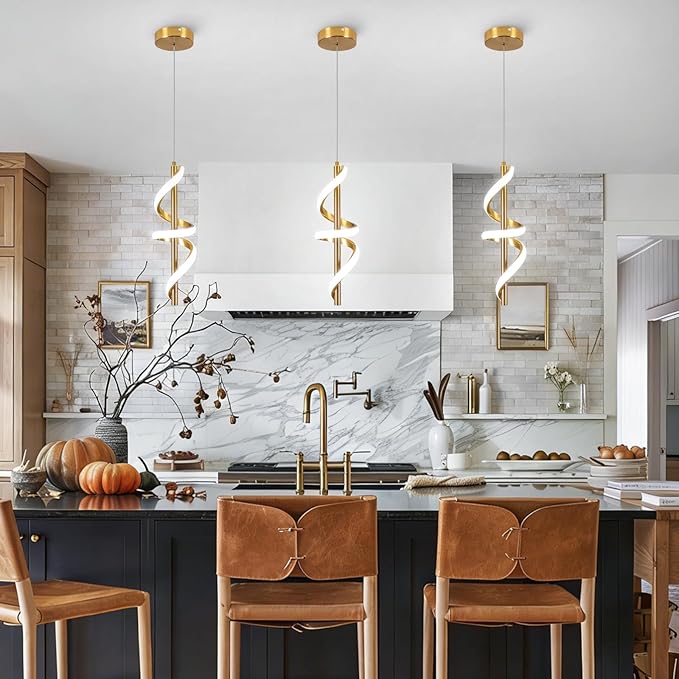CANEOE Gold Pendant Light Fixtures, Adjustable Modern Pendant Lights Kitchen Island Small Pendant Lighting for Kitchen Island Dining Room Living Room Bedroom Hanging Light Fixtures,1 Pack (Gold,6000K)