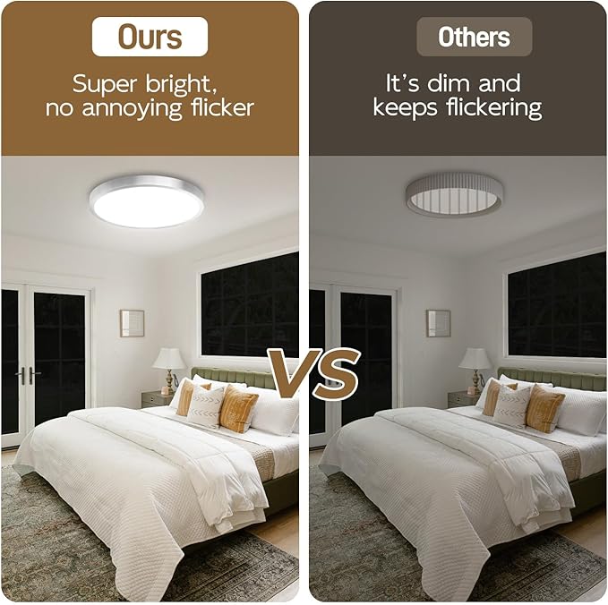 Hlite Dimmable 4pack 9 inch Flush Mount LED Ceiling Light Fixture,18W 1800LM Super Slim 3000K/4000K/5000K 3CCT Selectable,Dimmable Flush Mount Ceiling Light for Kitchen,Bedroom (Brushed Nickel)