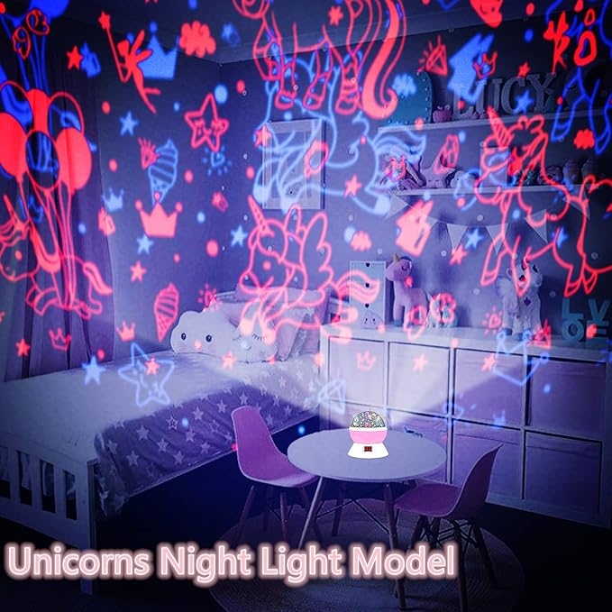 Unicorn Star Projector for Kids, 360° Rotating Night Light Lamp with Timer, Stars Ceiling Projection for Girls Room, Birthday Unicorn Gift for Girls Age 3-8, Bedroom Night Light for Kids