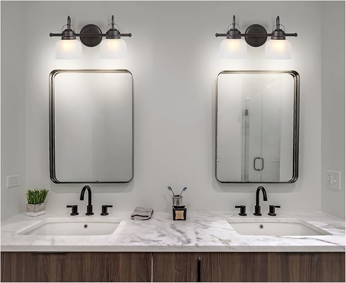 JONATHAN Y 17.25" Chrome Modern Bathroom Vanity Light, 2-Light LED Wall Sconce, Clear Glass Bell Shade for Mirror Hallway Kitchen, ETL Listed, LED Bulb Included (JYL7408A)
