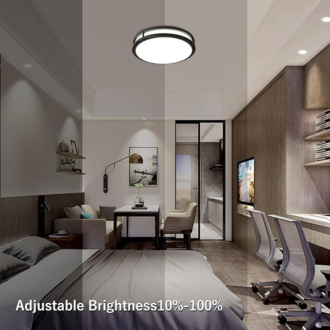 2-Pack Ceiling Light Fixture Black 36W, 13 inch Flush Mount Light Fixtures 3600LM, Modern Ceiling Light No Flicker, 5000K Bright LED Ceiling Lights for Hallways Bedroom Bathroom ETL Listed