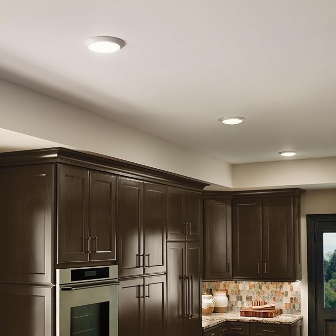 Kichler Gen I LED Downlight, 7.5" Ceiling Flush Mount Interior Dimmable Light, 2700K, (7.5" x 1.5"), White, 43846WHLED27