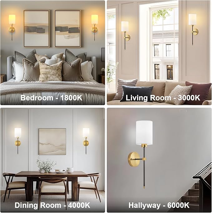 Battery Operated Wall Sconce Set of Two, Wireless Rechargeable Wall Light With Remote Control, Dimmable, 4 Color Temperatures, RGB, Timer, for Living Room,Bedroom,Entryway, Black Gold, 20.6 Inch