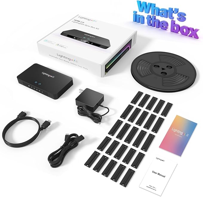 LightingWill TV LED Backlight with 4K HDMI Sync Box, 12.47ft RGBIC LED Strip Lights for 65-75 Inch TV, Sync with Screen, 3 HDMI Inputs, 60 LEDs/m High Density, App Control, Works with Alexa & Google