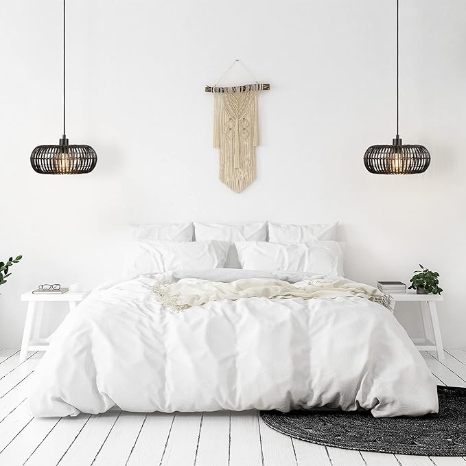 GLOBE Electric 65701 Maren 1-Light Pendant Lighting, Matte Black, Rattan Shade, Bulb Not Included