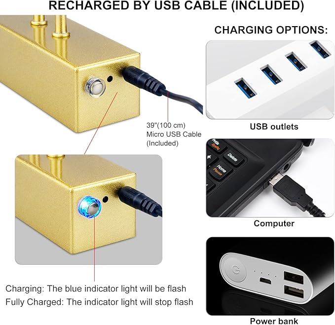 Picture Light, Picture Lights for Wall Cordless, 20inch Battery Operated Wall Lights with Timer and Dimmable, Rechargeable Metal Picture Lights for Display Gallery Painting Art Frame Portrait - Gold
