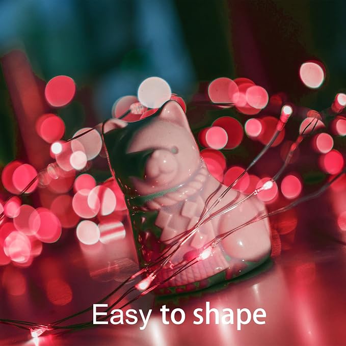 Yiaht 12 Pack Fairy Lights Battery Operated String Lights 7 Feet 20 Led Waterproof Christmas Lights Silver Wire Firefly Starry Moon Lights for Bedroom Red