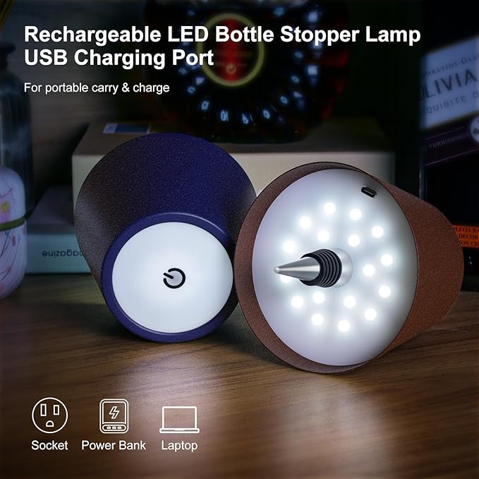 Wireless Bottle Lamp, 2025 New 3 Color Rechargeable Wine Bottle Lights for Bars Restaurants (Dark Green, 1PC)