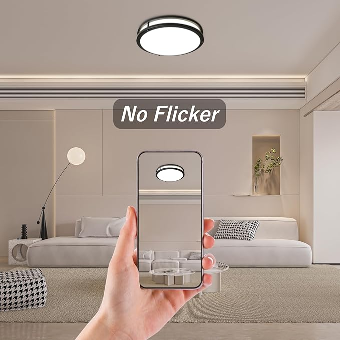2-Pack Ceiling Light Fixture Black 36W, 13 inch Flush Mount Light Fixtures 3600LM, Modern Ceiling Light No Flicker, 5000K Bright LED Ceiling Lights for Hallways Bedroom Bathroom ETL Listed
