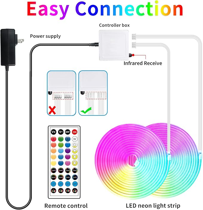 segrass 100FT RGB LED neon Rope Lights LED neon Lights with Remote/APP Control 24V IP65 Waterproof Flexible Neon LED Strip Lights for Bedroom Room Outdoors Decor（2 Rolls of 50ft）