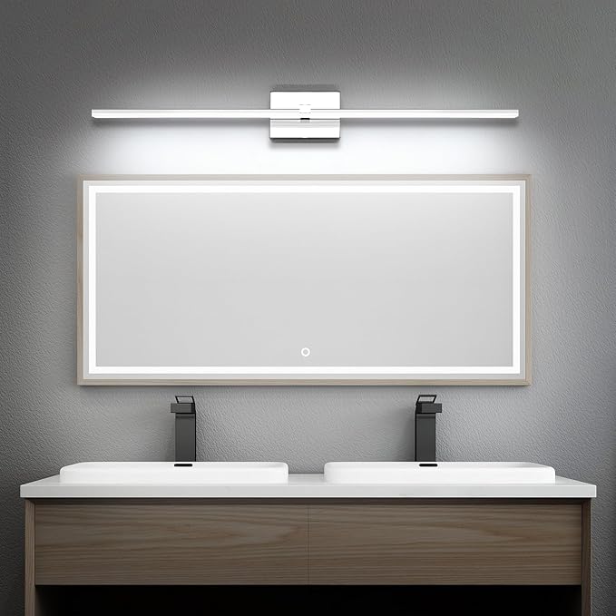 ZUZITO 40in Chrome Bathroom Vanity Light Modern LED Bathroom Light Fixtures 5CCT Dimmable 28W Vanity Light Bar for Bath