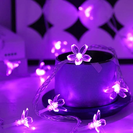 Battery/USB Operated 9.8ft 30LED Purple Cherry Blossom Flower String Lights | Cute Fairy Lights For Bedroom, Valentine'S Day, Christmas, Easter, Wedding, Party, Birthday Indoor Outdoor Romantic Decor