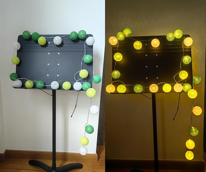 Gardeningwill 3M/10Ft 30 Green White Ball LED Battery Operated String Fairy Light