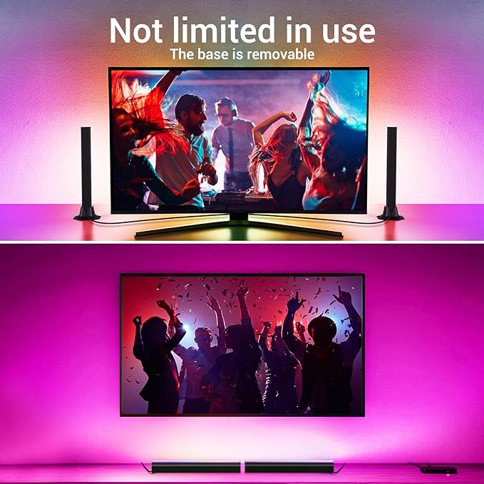 velted RGB Light Bar, Smart Music Sync RGB IC LED Lights Bars, USB Powered Ambient Lighting, Remote Control Color Changing Gaming TV Backlight, for PC Room Monitor Desk