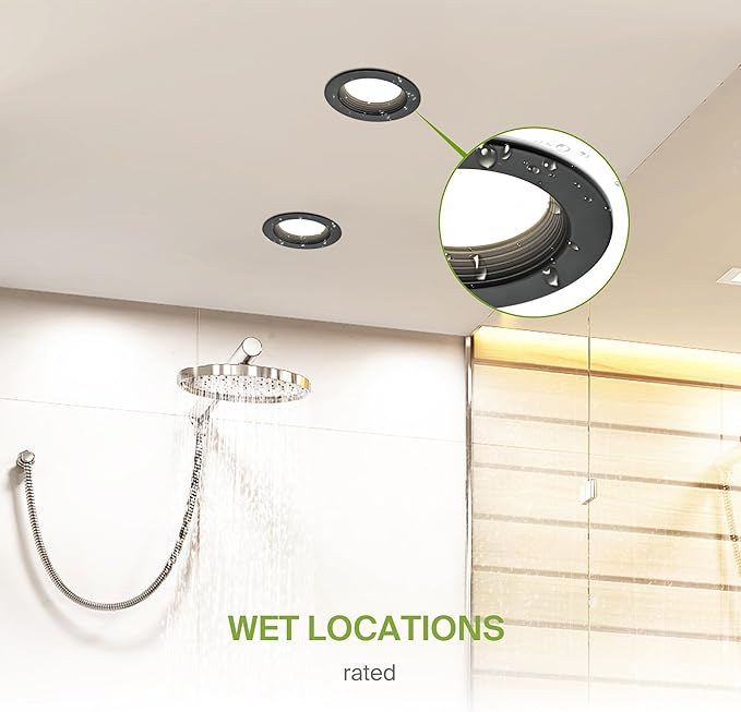 ASD 6 Pack Black 4 Inch Retrofit LED Recessed Light - 10W 2700K-5000K 849LM Retrofit LED Recessed Lighting 4 Inch, Dimmable Black Recessed Lights, Wet Rated Baffle Trim Can Lights, ETL, Energy Star