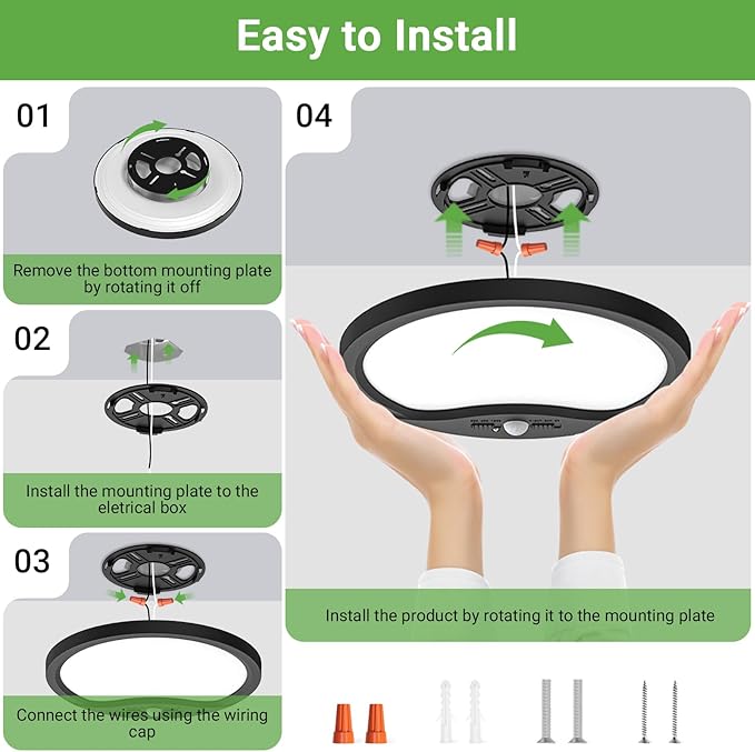 zemty 7inch Small Motion Sensor Ceiling Lights Wired, 15W 1500lm 3CCT/3 Mode/30-120s Timer, Bright Black LED Flush Mount Light Fixture Motion Activated for Closet Pantry Hallways Stairwells Garage