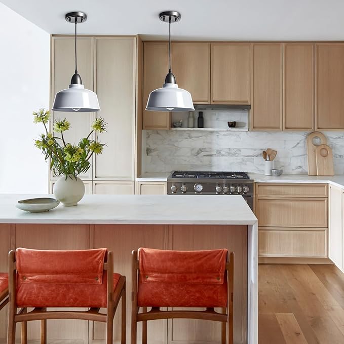 Modern Farmhouse White Pendant Light Fixture Macarons Dome Kitchen Island Pendant Lights for Home Bar Countertop Canteen Dining Room Restaurant Bedroom Bathroom