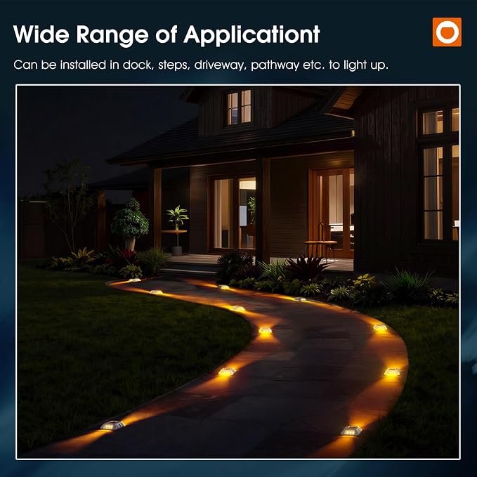 addlon Solar Dock Lights Marine 12 Pack, 2CCT Outdoor Driveway Marker Deck Lights, IP67 Waterproof, Solar Powered Deck Light for Pathway Warning Step Sidewalk Patio, Warm White & Cool White, FCC