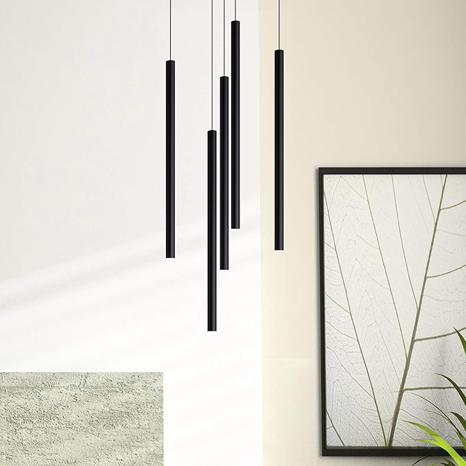 contec development CANALIS 5 Mini Pendant Lighting Black - LED Hanging Light Fixture for Kitchen Island, Bar, Foyer - Cluster Pendants - Dimmable, Adjustable Wire, Lamp Bulb Included