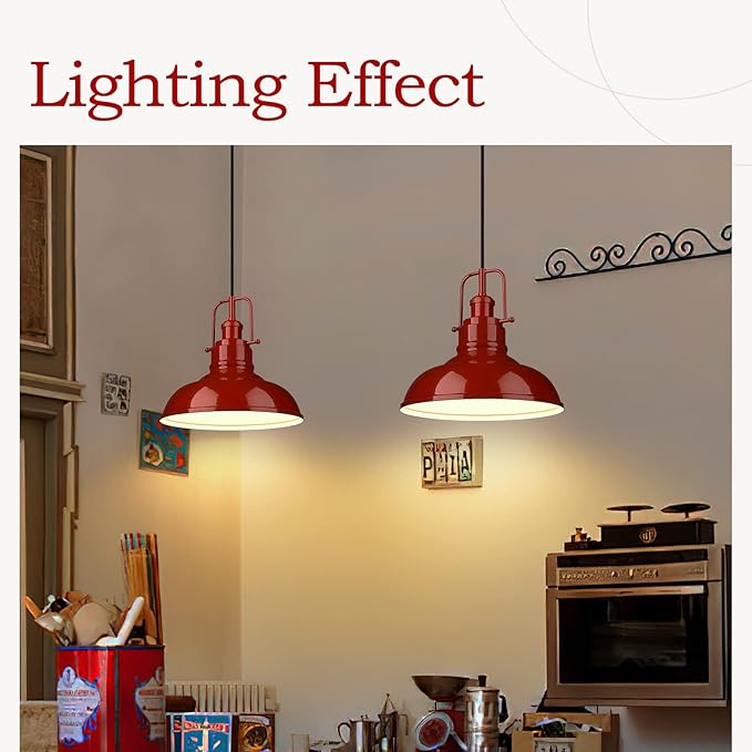 zeyu Modern Dome Pendant Light, 1-Light Kitchen Ceiling Pendant Lighting Fixture, Red Finish, 016-1 RED