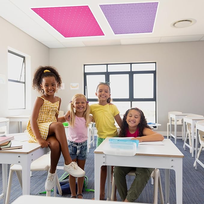 QOUBAI 4PCS Fluorescent Light Covers, 4x2 Feet Magnetic Light Cover Fluorescent Lights Shade Panel Positive Inspirational Ceiling Lights Filters for Office Classroom Home Drop Ceiling Plaid