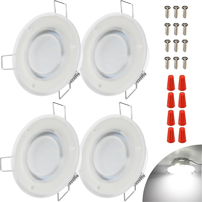 RV Recessed Ceiling Light, 3Inch RV Puck Light 12V, 400LM RV Light Interior, Camper Light Fixture for RV Motorhome Caravan Trailer Boat