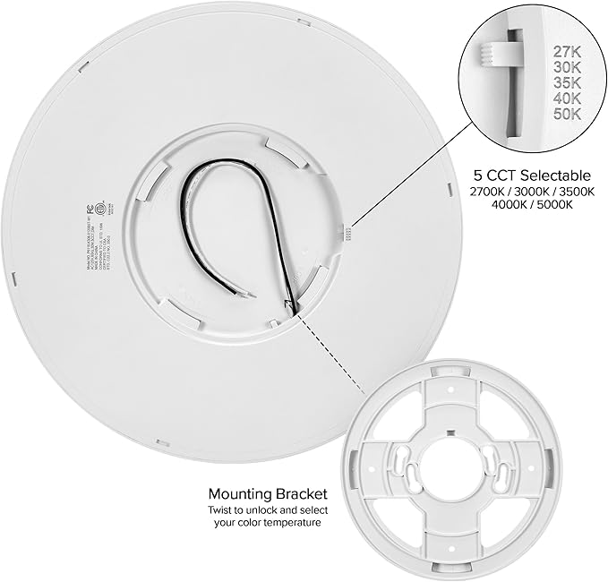 Maxxima 16 in. LED Flush Mount Ceiling Light, 3500 Lumens, 5 CCT 2700K/3000K/3500K/4000K/5000K Panel Light, White Trim Round Fixture, Dimmable for Modern Bedroom, Kitchen, and Living Room Lighting