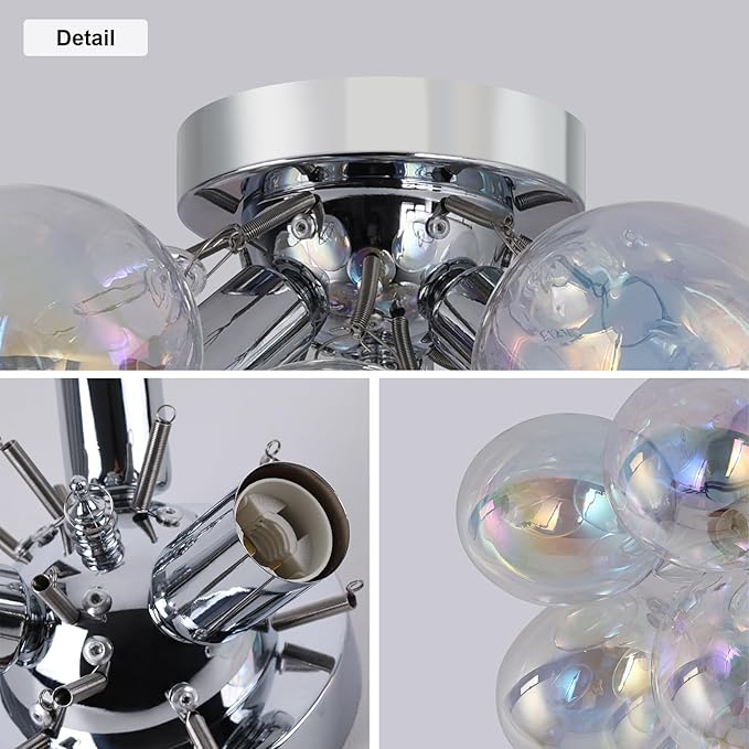 GoYeel Glass Bubble Chandelier Lighting Colorful Bedroom Ceiling Light Chandelier Modern Mid Century Light Fixtures Ceiling Mount Flush Mounts with 13 Globe for Kid Room Girls Room Foyer Living Room