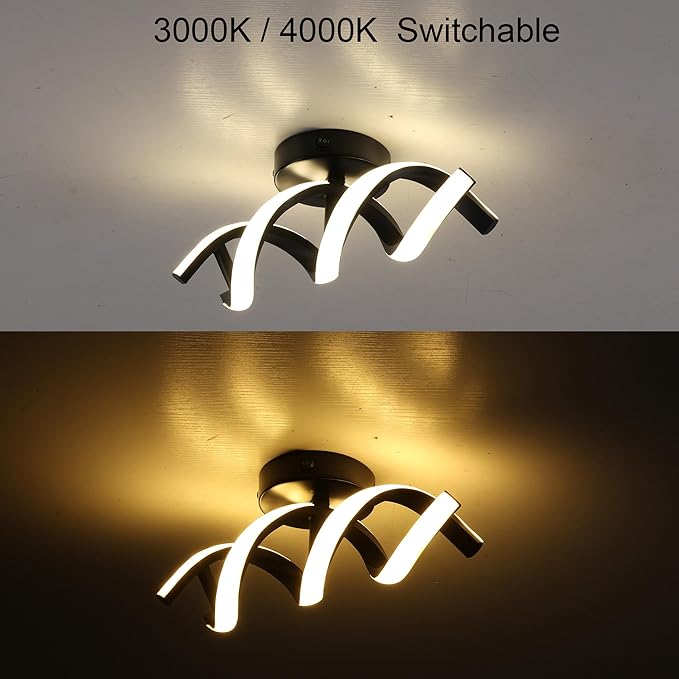 12V LED RV Ceiling Light Fixture with ON/Off Switch, RV LED Wall Reading Lamp and Vanity Light, 4W, 3000K/4000K Switchable Interior Light for RV, Marine, Motorhome