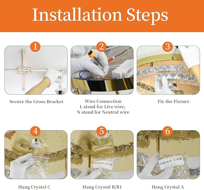 GreeLustr Modern Low Profile Crystal Chandeliers, Large Round Crystal Ceiling Light for Living/Dining Room, Semi Flush Mount Raindrop Chandelier for Bedroom, Adjustable LED Lights Fixture 20″ 5-Light