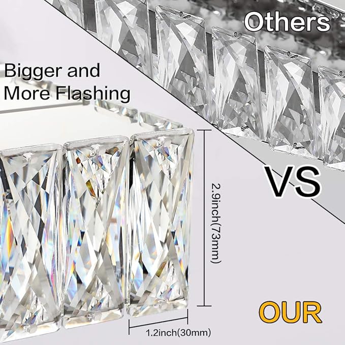 ZUZITO Modern Bathroom Vanity Lights - Crystal 3 Light Vanity Lighting Fixtures - Chrome Bathroom LED Light Fixture Over Mirror 6000K Cool White Light