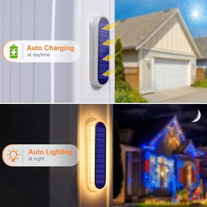 YiLaie Solar Step Lights for Outside Dock Deck Stair Stick on Lights Solar Powered Outdoor Waterproof RV Decor Strips Garden Front Porch Patio Auto ON/Off (Warm White 6 Pack)