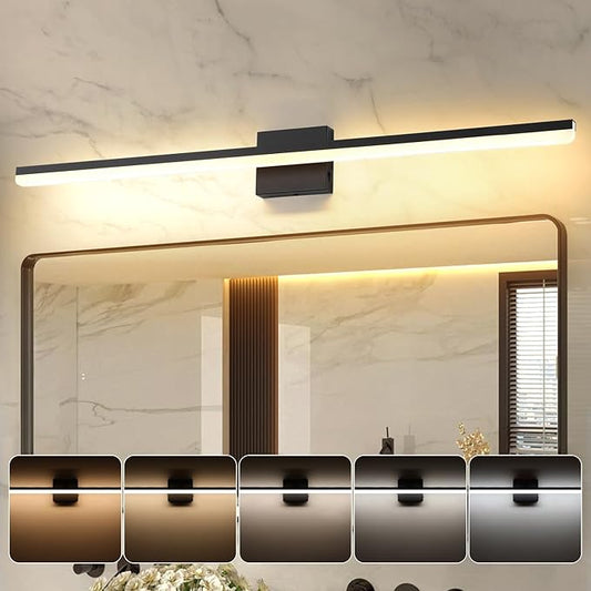 LED Modern Bathroom Vanity Light Fixtures 30W Dimmable 5CCT Vanity Light Bar Over Mirror Matte Black Wall Light for Bathroom 39.4 inch Long 110V AC ETL Certificated