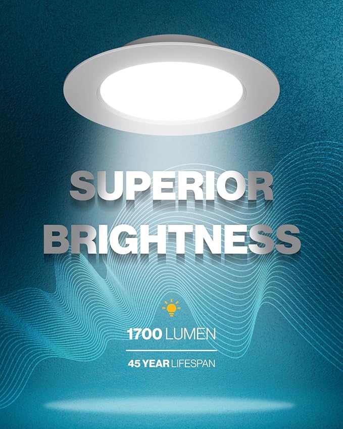 Sunco 30 Pack 6 Inch LED Recessed Light Retrofit, Can Lights for Ceiling, 1700 LM High Brightness, Selectable CCT 2700K/3000K/4000K/5000K/6000K, 17W=120W, Dimmable, Baffle Trim, Damp Rated UL