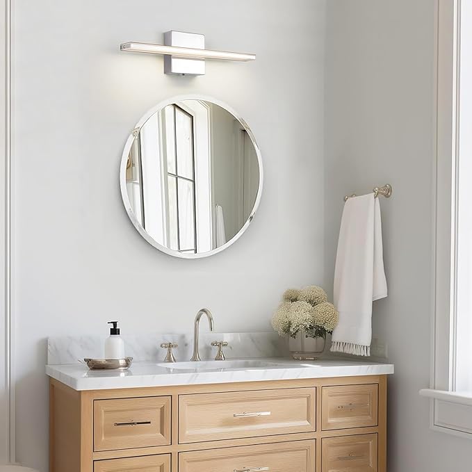Modern Bathroom Vanity Light 15.7 inch 12W Dimmable 5CCT Led Bath Lights Fixture Over Mirror, Chrome Vanity Light for Bathroom Mirror Cabinets