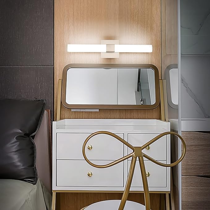 ZUZITO LED Bathroom Vanity Light - 24 inch Brushed Nickel Vanity Lights - Modern Bathroom Light Fixtures Over Mirror 6000K Cool White