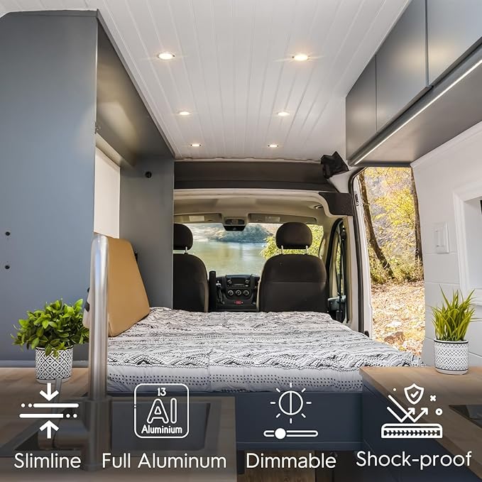acegoo RV Recessed Ceiling Light 2-3/4” Full Aluminum 12V Dimmable LED Puck Light for Campervan Truck Caravan Boat Roof Under Cabinet Lighting, Flush Mount Cutout 2-1/4" (Sliver,Cool White) 4 Pack