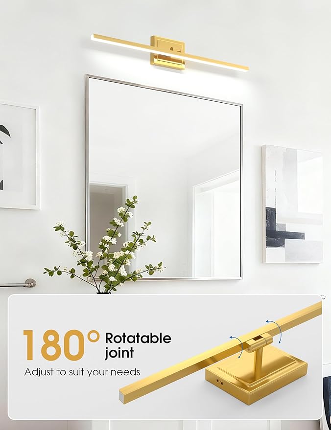 VOLISUN Bathroom Vanity Light 31.5 inch, 18W Dimmable 5CCT Led Bathroom Light Fixture Over Mirror, Gold Bar Vanity Light for Bathrooms-ETL Certificated