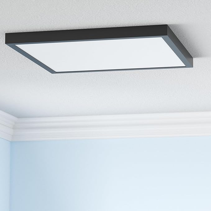 2x2 FT LED Flush Mount Panel Light 5000K 4000K 3000K Selectable & Dimmable, Black Square Surface Mount led Ceiling Light, 40W, 4400LM, 100-277V, ETL Listed, 2 Pack