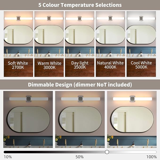 Modern Wall Sconce 30 Ihch Brushed Nickel Bathroom Sconces LED Wall Lighting Fixtures with Acrylic Shade Hardwired Long Vanity Lights Over Mirror for Bedroom Living Room Hallway