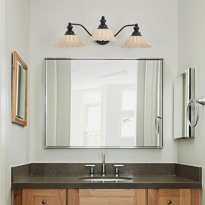 XIEDUN Black Bathroom Vanity Light 3 Light