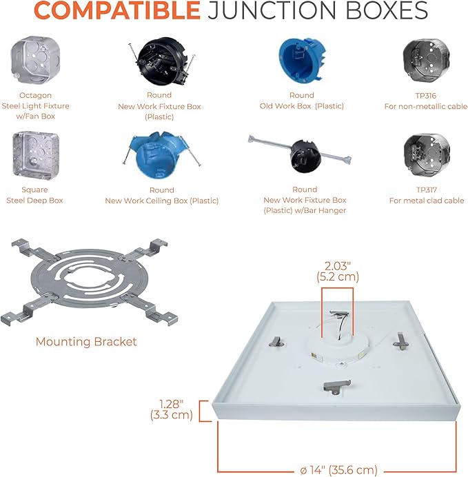 HALO SMX 14-Inch Edgeless Surface Mount LED Downlight w/Selectable Lumens, Color Temperatures, Dimming - Square- SMX14SLSFSD2W