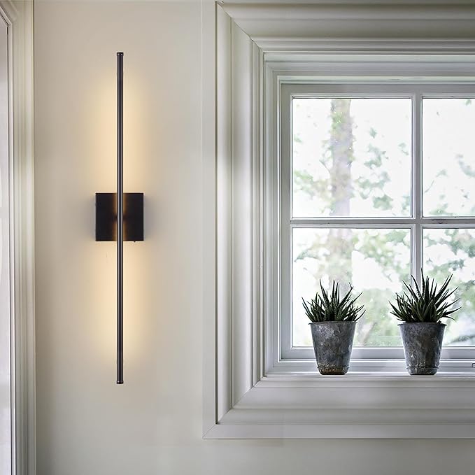 KARTOOSH Battery Operated Wall Sconces with Remote Control, Dimmable Wall Sconces Set of Two, 350°Rotate, 3000K LED Black Wireless Wall Light for Living Room, Hallway, Bedroom, 40.1 Inch (2 Pack)