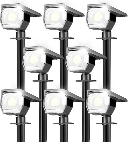Peasur 8 Pack Solar Lights Outdoor, Spotlights Outdoor Waterproof 3 Modes, 2-in-1 Auto On/Off Solar Spot Landscape Lighting Outside for Tree Plants Yard Garden Pathway