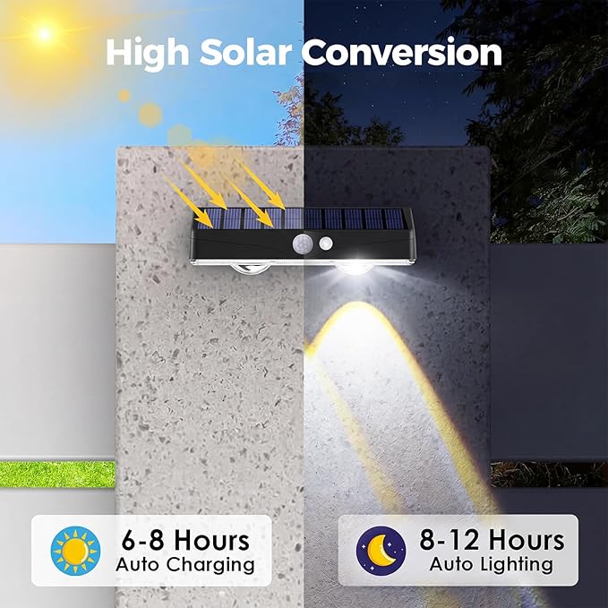 kolpop 16 Pack Solar Fence Lights Outdoor with 3 Modes Motion Sensor,IP65 Waterproof Fence Lights Solar Powered,1200mAh 60LM Bright LED Solar Lights for Fence,Patio,Backyard,Wall,Garden(Cool White)