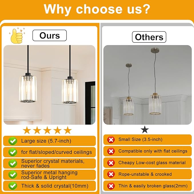 2 Pack Pendant Lights Kitchen Island, Modern Black Pendant Light Fixtures, Mini Chandelier Crystal Kitchen Island Lighting, Hanging Pendant Lights Fixture for Kitchen Island Dining Room Hallway Foyer